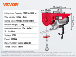 200-800KG ELECTRIC HOIST WITH WIRED/WIRELESS REMOTE CONTROL LIFTING CRANE CABLE