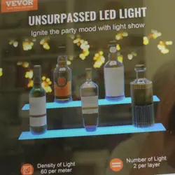 2 TIERS LED LIGHTED SHELF ILLUMINATED LIQUOR BOTTLE BAR DISPLAY STAND 7 COLORS