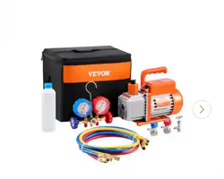 1/4 HP HVAC VACUUM PUMP AND GAUGE SET 4 CFM MANIFOLD GAUGE KIT WITH HOSE