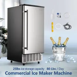 COMMERCIAL ICE MAKER STAINLESS STEEL BUILT-IN ICE CUBE MACHINE UNDERCOUNTER