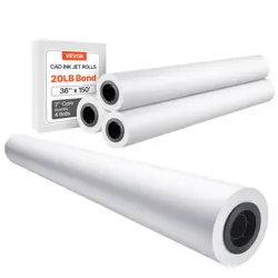 WIDE FORMAT PAPER PLOTTER PAPER 4 ROLLS 36 IN X 150 FT CAD BOND ROLLS