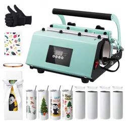 TUMBLER HEAT PRESS MACHINE TUMBLER PRESS SET WITH 8 SUBLIMATION TUMBLERS