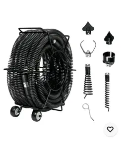 SECTIONAL DRAIN CLEANING CABLE 60 FTX1-1/5IN & 6 CUTTERS FOR 2