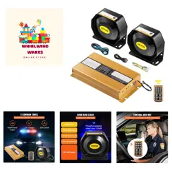 POLICE FIRE EMERGENCY WARNING ALARM, 400W 8 2 HORN, BLACK