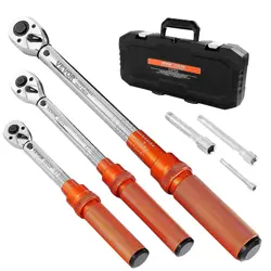 CLICK TORQUE WRENCH SET 3 PCS 1/4 3/8 1/2 INCH DRIVE DUAL-DIRECTION 72-TOOTH