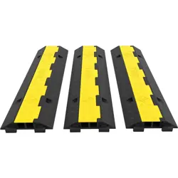 3 PACK HEAVY DUTY CABLE PROTECTORS 2 CHANNEL CORD RAMP 11000 LBS CAPACITY