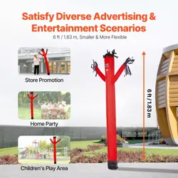 6 FT AIR DANCERS WACKY WAVING INFLATABLE TUBE MAN WITH 1/15 HP BLOWER FAN