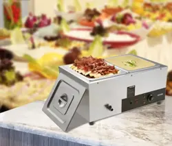2-PAN COMMERCIAL FOOD WARMER, 2 X 12QT ELECTRIC STEAM TABLE, 1500W COUNTERTOP