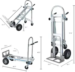 ALUMINUM HAND TRUCK 4 IN 1 FOLDING DOLLY CART 1000 LBS CAPACITY HEAVY DUTY