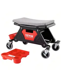 VEVOR MECHANICS STOOL, 300 LBS CAPACITY ROLLING MECHANIC SEAT WITH 4