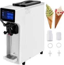 COMMERCIAL ICE CREAM MAKER, 10-20L/H YIELD, 1000W COUNTERTOP SOFT SERVE, WHITE