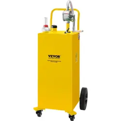 VEVOR FUEL CADDY FUEL STORAGE TANK 35 GALLON 4 WHEELS WITH MANUEL PUMP, YELLOW