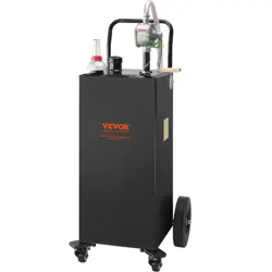 VEVOR FUEL CADDY FUEL STORAGE TANK 35 GALLON 4 WHEELS WITH MANUEL PUMP, BLACK