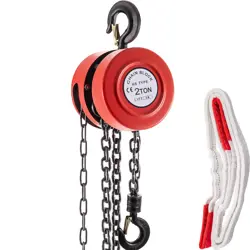 VEVOR CHAIN HOIST CHAIN BLOCK 3 TON CAPACITY 10 FEET LIFT STEEL CONSTRUCTION RED