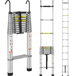 VEVOR TELESCOPING LADDER ALUMINUM EXTENSION STEP 15 FT MULTI-PURPOSE PORTABLE