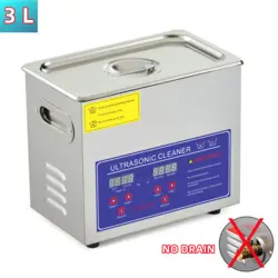 DIGITAL 3L ULTRASONIC CLEANER STAINLESS STEEL INDUSTRY HEATED HEATER W/TIMER