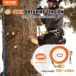 VEVOR 16MM STEEL CORE FLIPLINE, 12FT(3.6M) ARBORIST FLIPLINE FOR TREE CLIMBING W