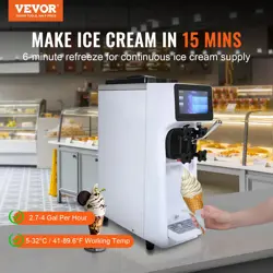 VEVOR COMMERCIAL ICE CREAM MACHINE LCD AUTO CLEAN PRE-COOLING SOFT SERVE MAKERS