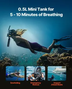 VEVOR 0.5L SCUBA TANK 98.43 FT DIVING DEPTH LUNG TANK KIT WITH SNORKEL MASK