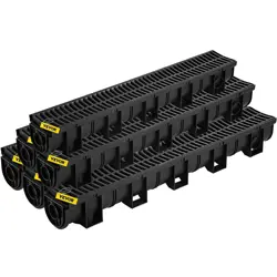 VEVOR TRENCH DRAIN SYSTEM, CHANNEL DRAIN WITH PLASTIC GRATE, 5.9X5.1-INCH HDPE D