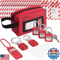 VEVOR ELECTRICAL LOCKOUT TAGOUT KIT, 26 PCS SAFETY LOTO KIT INCLUDES PADLOCKS
