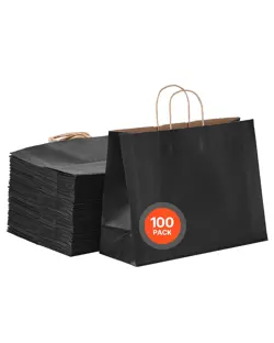 VEVOR KRAFT PAPER BAG WITH HANDLES 100PCS 16X6X12 IN PARTY SHOPPING RETAIL BAG