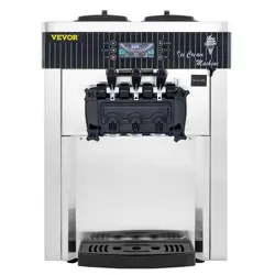 VEVOR ICE CREAM MACHINE 20-28L/H SOFT SERVE COUNTERTOP YOGURT MAKER 3 FLAVORS