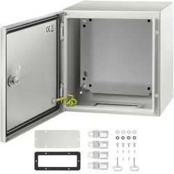 VEVOR 12 IN. X 12 IN. X 8 IN. NEMA 4X CARBON STEEL ELECTRICAL ENCLOSURE, GRAY