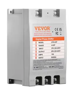 VEVOR SINGLE PHASE TO 3 PHASE CONVERTER - 5HP 15A DIGITAL PHASE SHIFTER 240V
