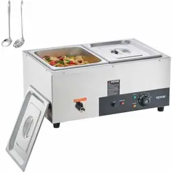 2-PAN COMMERCIAL FOOD WARMER 2 X 12 QT. ELECTRIC STEAM TABLE 1500-WATTS COUNTERT