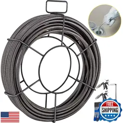 VEVOR 75 FT X 3/8 INCH SOLID CORE SEWER SNAKE CLOG PIPE DRAIN CLEANING CABLE 