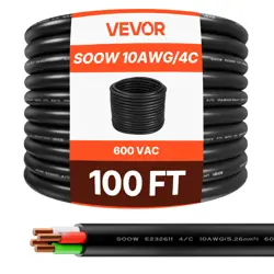 VEVOR 100 FT 6AWG PREMIUM ELECTRICAL POWER CABLE EXTENSION CORD COPPER WIRE 600V