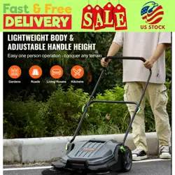 VEVOR WALK-BEHIND HAND PUSH FLOOR SWEEPER GRAY MIX BLACK
