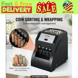 VEVOR USD COIN SORTER, COIN SORTER MACHINE FOR USD COIN 1￠ 5￠ 10￠ 25￠ BLACK