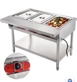 VEVOR 3-PAN COMMERCIAL FOOD WARMER STEAM TABLE WITH INDEPENDENT TEMPERATURE