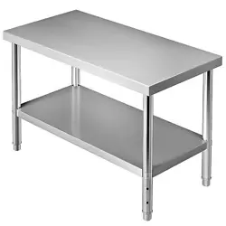 VEVOR STAINLESS STEEL WORK PREP TABLE COMMERCIAL FOOD PREP TABLE 48X24X34 IN,,