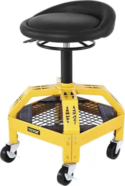 US VEVOR ROLLING GARAGE STOOL  300LBS CAPACITY  ADJUSTABLE HEIGHT FROM 24 IN#2K