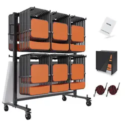VEVOR 84 CHAIRS FOLDING CHAIR CART HEAVY DUTY IRON MOBILE STACKABLE CHAIR DOLLY,