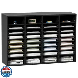 VEVOR WOOD LITERATURE ORGANIZER, 36 COMPARTMENTS, MAILBOXES SLOT WITH REMOVAB
