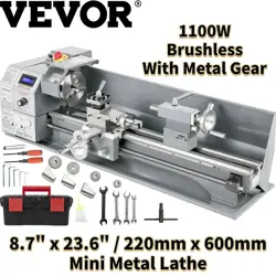🔥VEVOR MINI LATHE MACHINE METAL 1100W METALWORKING MACHINE METAL GEAR 8.7×23.6