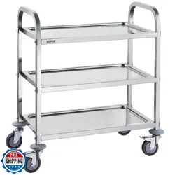 VEVOR STAINLESS STEEL CART, 3 LAYERS LAB UTILITY CART 400 LBS WEIGHT CAPACITY