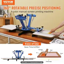VEVOR SCREEN PRINTING MACHINE, 4 COLOR 2 STATION, 360Â° ROTABLE SILK SCREEN PRINT