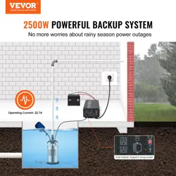 VEVOR 2500W SUMP PUMP BATTERY BACKUP SYSTEM, LCD DISPLAY, AUTO SWITCHES TO BATTE