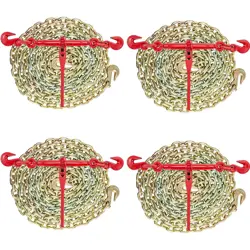 VEVOR CHAINS & BINDERS WITH HOOKS FOR TRUCK, TIE DOWN, HAULING, TOWING, SET OF 4