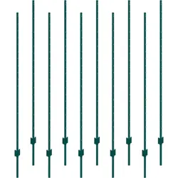 VEVOR 6 FEET FENCE POST 10 PACK T-POST HEAVY DUTY METAL FENCE POSTS GREEN