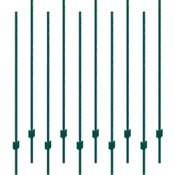 VEVOR 5 FEET FENCE POST 10 PACK T-POST HEAVY DUTY METAL FENCE POSTS GREEN