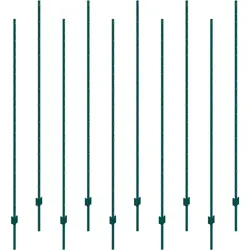 VEVOR 7 FEET FENCE POST 10 PACK T-POST HEAVY DUTY METAL FENCE POSTS GREEN