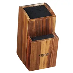 VEVOR UNIVERSAL KNIFE HOLDER, ACACIA WOOD KNIFE BLOCK WITHOUT KNIVES, TWO-TIER K