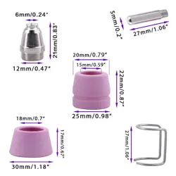 FIT FOR VEVOR CUT-50DF CUT-50 PLASMA CUTTER NOZZLES + ELECTRODES + CUPS KITS