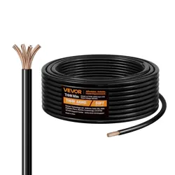 VEVOR 4 AWG THHN WIRE 19-STRANDED BLACK COPPER BUILDING WIRE NYLON JACKET 50 FT